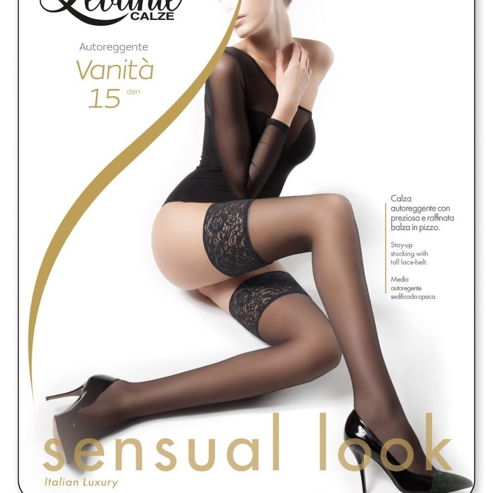 Sexy Thigh-High Pantyhose By Lavante Style Vanita 15 in Black NWT